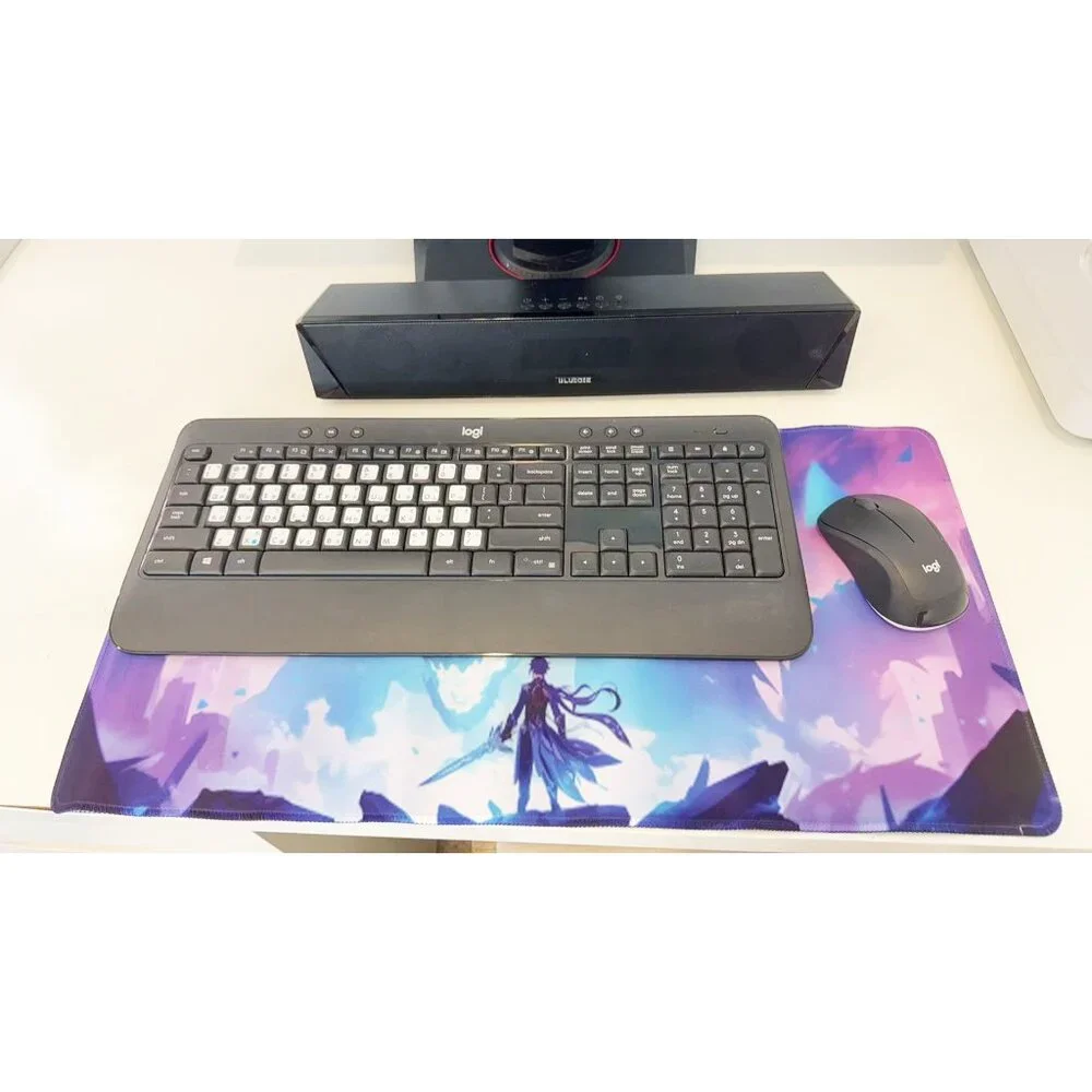 Vibrant Purple-Blue Art Large Mouse Pad: Smooth Anti-Slip Desk Mat for Computer